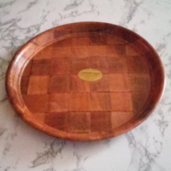 Vintage MCM Genuine Original Formosa-Wood Woven Circular Serving Tray NW… - Picture 7 of 8